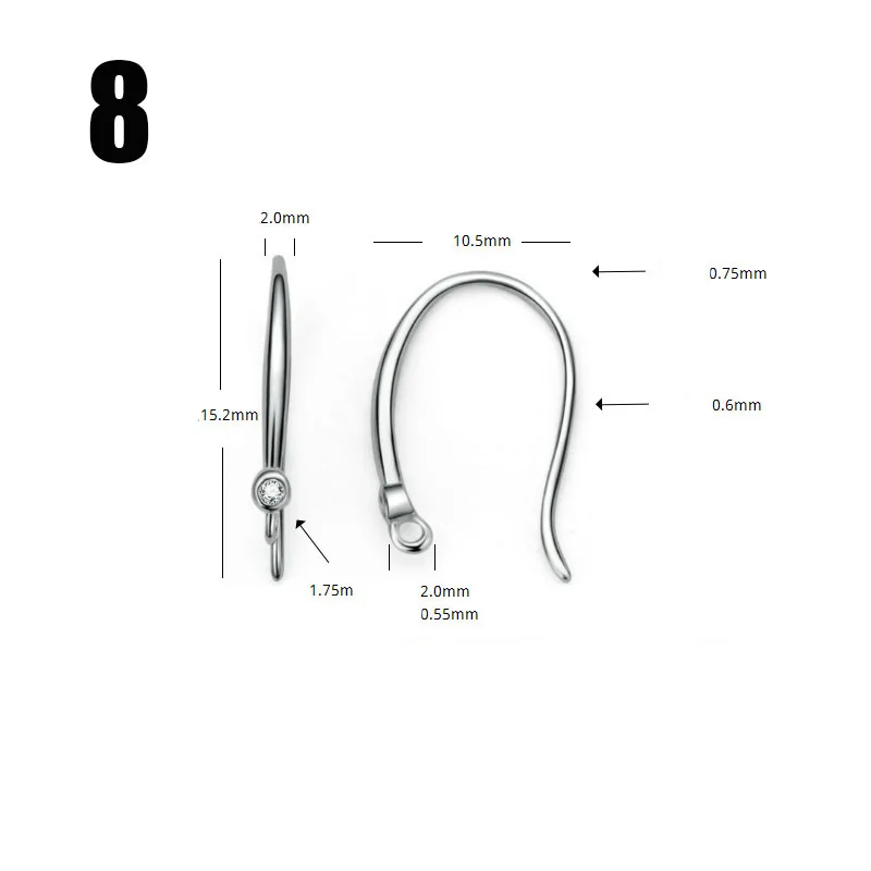 1 пара, 925 пробы, серебро, AAA, циркон, проложили серьги, крючки, мульти дизайн, необычные, для женщин, для ушей, проволока, застежки, сделай сам, ювелирное изделие - Цвет: 8