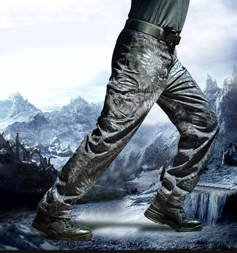  MEGE Soft Shell Tactical Camouflage Pants Men Combat Waterproof Military Cargo Warm Fleece Camo Win