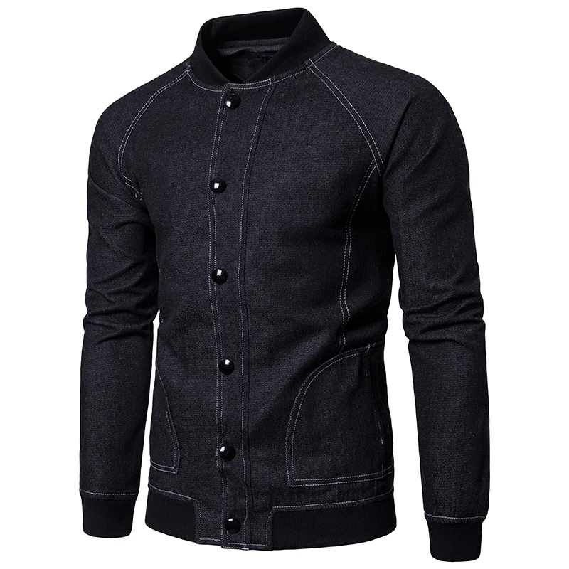 2018 Brand Mens Denim Jacket Solid Casual Slim Bomber Jacket Men High Quality Cowboy Men
