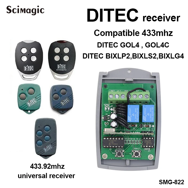 DITEC 433 МГц пульт дистанционного управления приемник DITEC GOL4, GOL4C, BIXLP2, BIXLS2, BIXLG4 garage command 433,92 МГц передатчик приемник