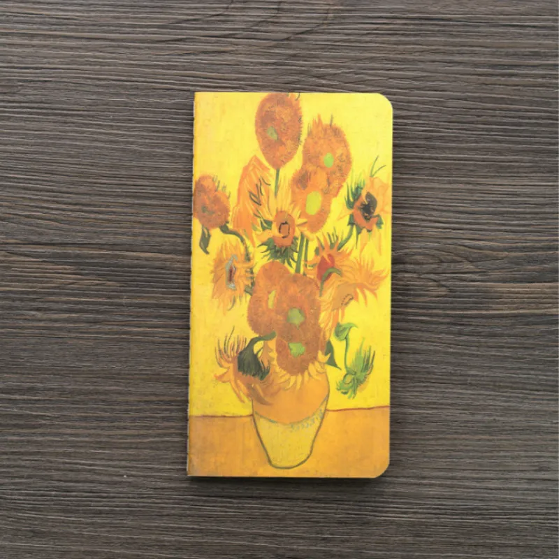 

1 Pcs Cute Watercolor Van Gogh Sunflower Oil Painting Mini Portable Notebooks 80K Notepad Beautiful Book Students Gift