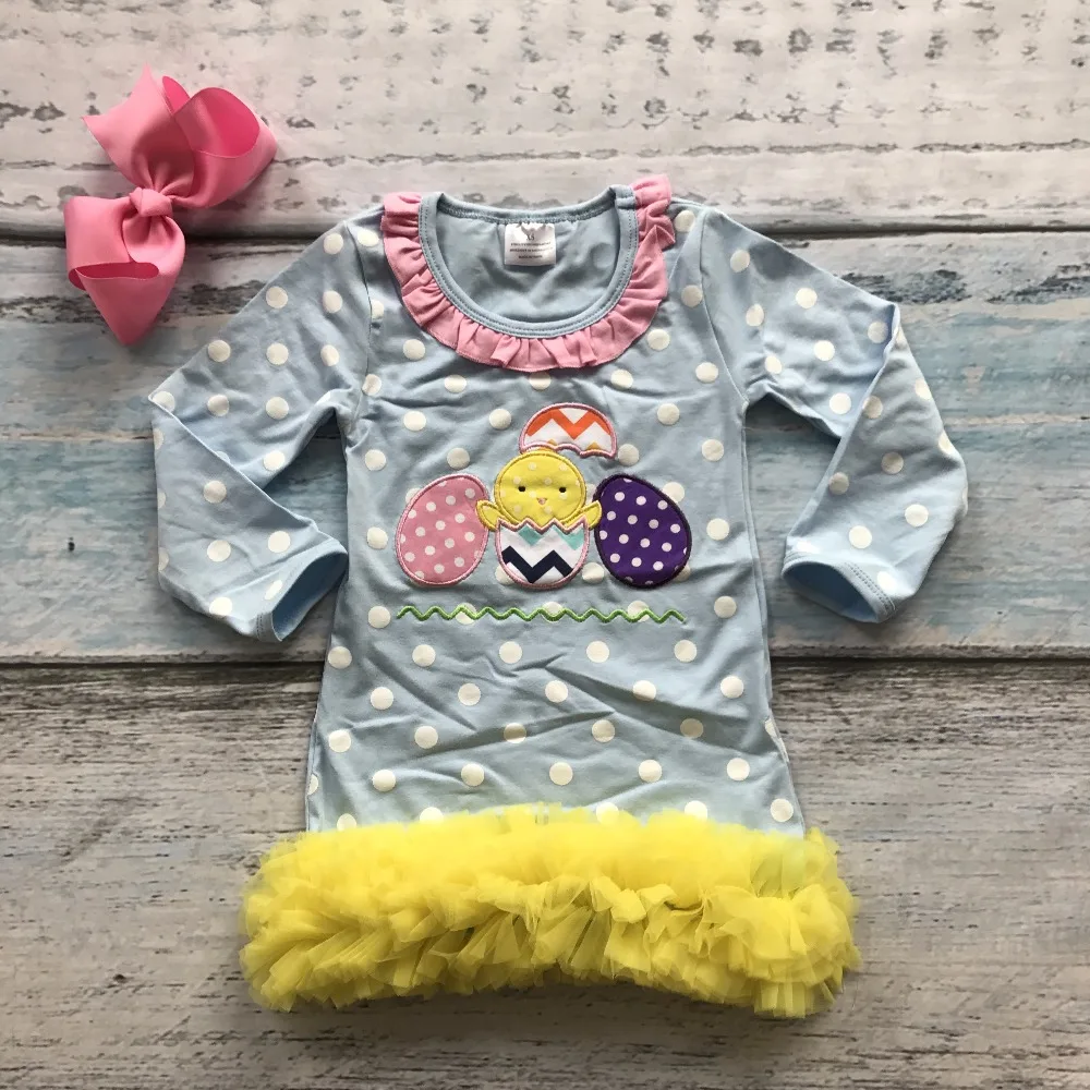 Easter cotton design new baby girls kids boutique clothing eatser egg