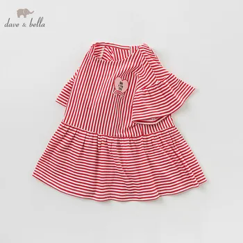 

DBK9793 dave bella summer kids girls striped clothing children shor sleeve t-shirt infant toddler high quality tops kids tees