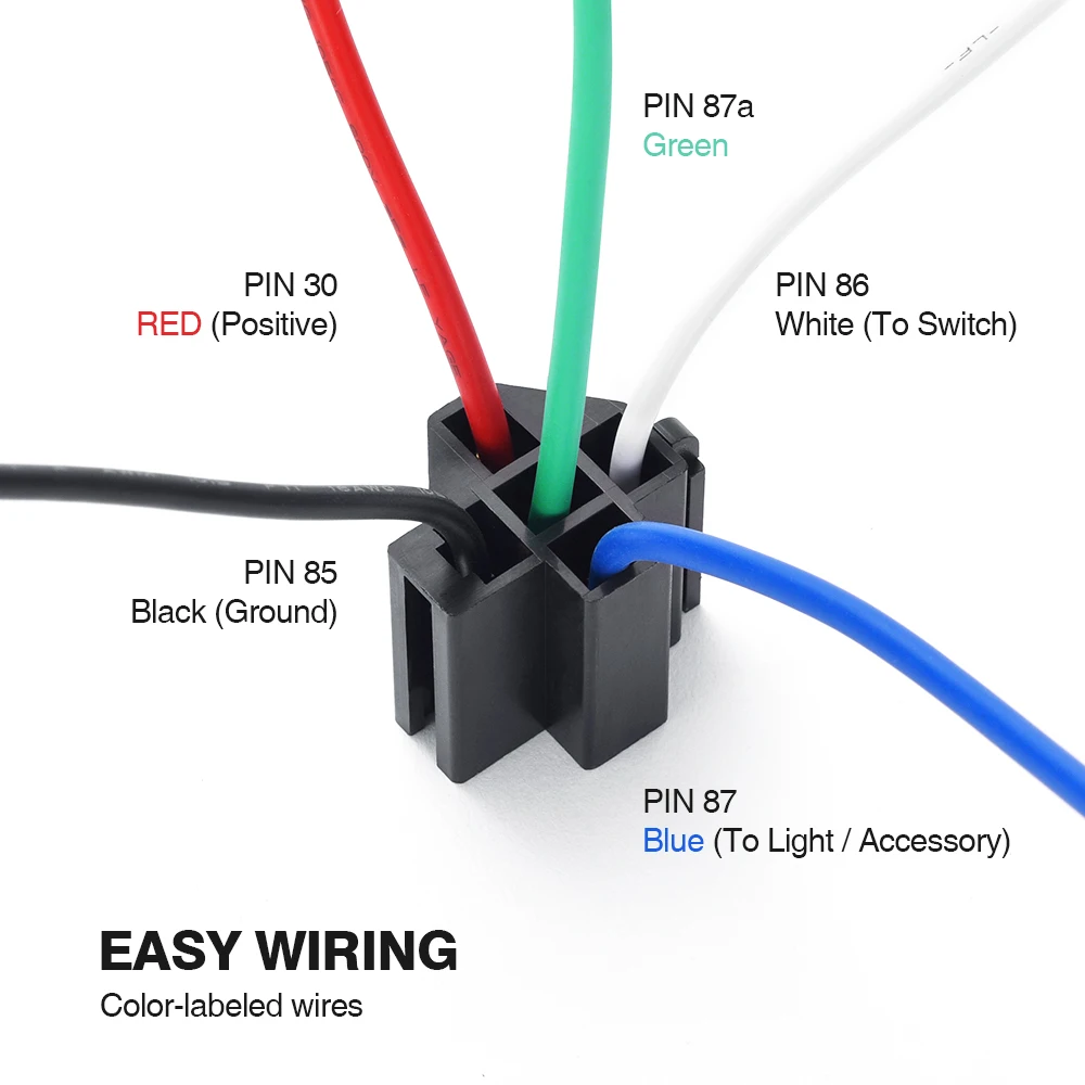 MICTUNING 6pcs 5-Pin SPST Automotive Electrical Relays with 14AWG Wires Car Fuse Relay Switch Harness Set 30A ATO/ATC Blade Fuse