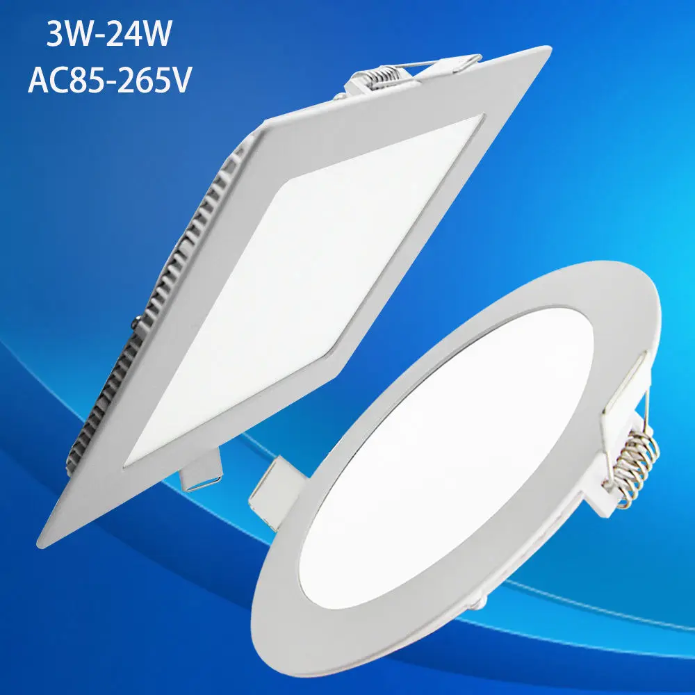 

Free Shiping 3W 6W 9W 12W 15W 18W 24W LED Recessed Ceiling Panel Down Lights Bulb Slim Lamp Fixture AC85-265V