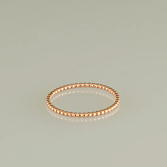 Slim Stacking ring Gold ring  beaded ring, gold stack ring, skinny ring, 8k gold filled ring, stacking band gold Beaded ring, full bead wire ring,
