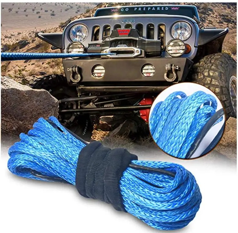4MM x 15M Blue Synthetic Winch Rope String Line 12 strand off-road UHMWPE Cable Towing With Sleeve for ATV/UTV/SUV/4X4/4WD | Автомобили и