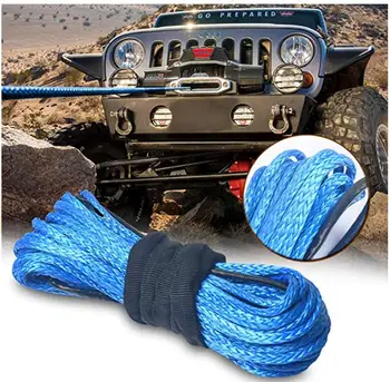 

4MM x 15M Blue Synthetic Winch Rope String Line 12 strand off-road UHMWPE Cable Towing Rope With Sleeve for ATV/UTV/SUV/4X4/4WD