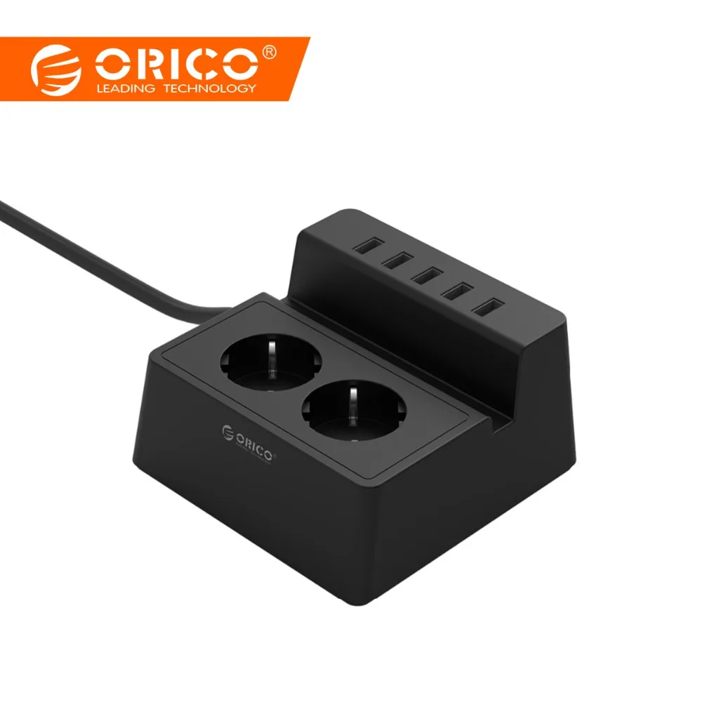 

ORICO ODC Updated Office Home 2 AC EU Power Strip with 5 Ports USB Charger for iPhone/iPad Home Appliances-Black/White