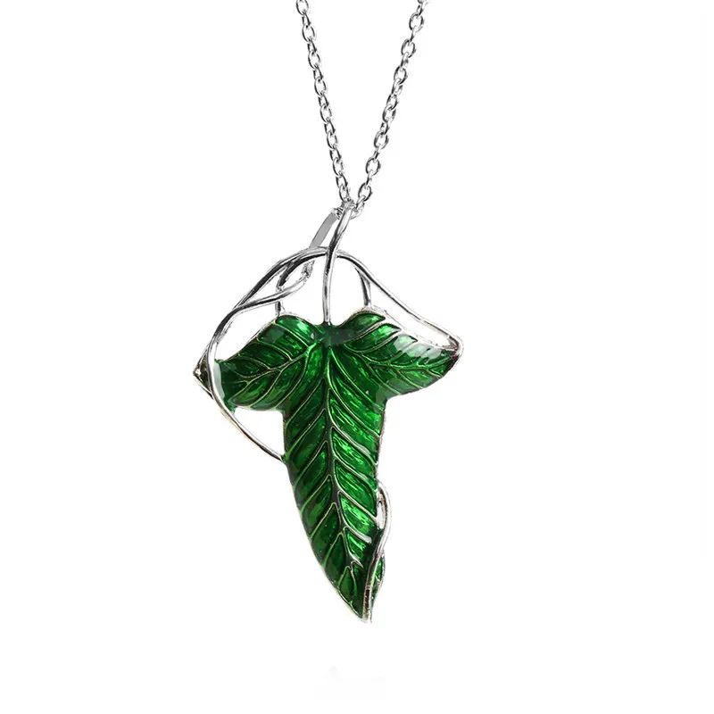

Qiao La Fashion The Hobbit Vintage Elf Green Leaf Pendant Pin Lord Of The One Rings Mo Women Men Jewelry