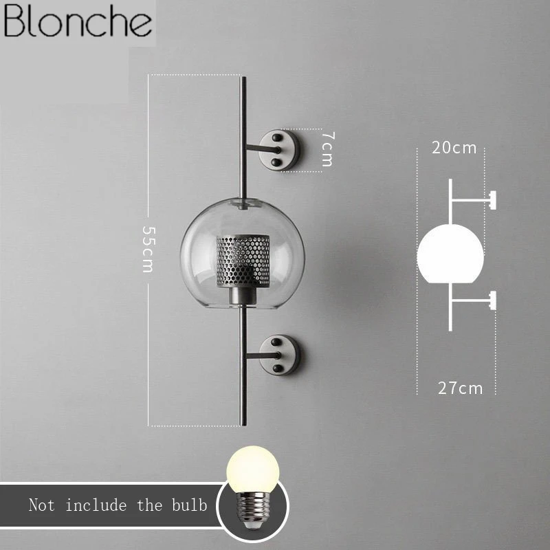 Современный Стеклянный светодиодный настенный светильник для спальни, скандинавский настенный светильник, светильник, промышленный декор, зеркальный светильник s для дома - Цвет абажура: A