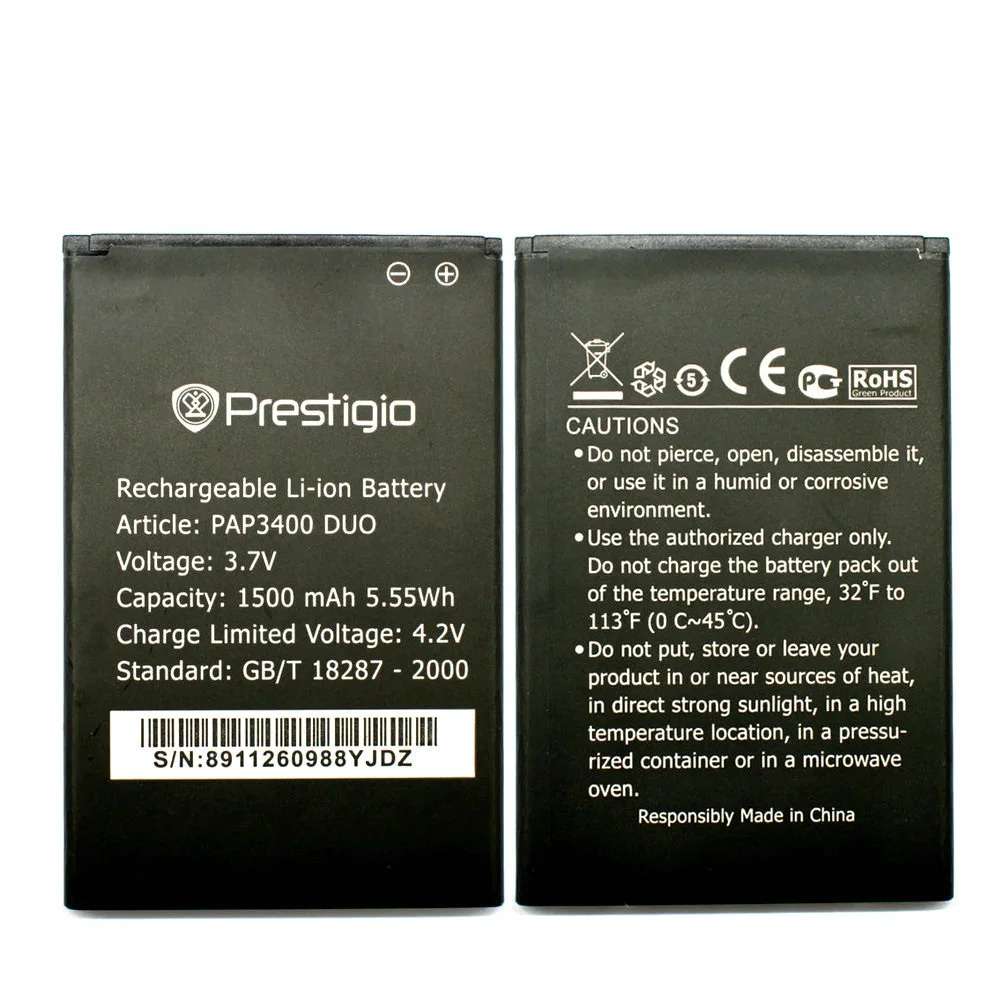 PAP3400 1500mah Mobile Phone Replacement Li ion Battery For Prestigio