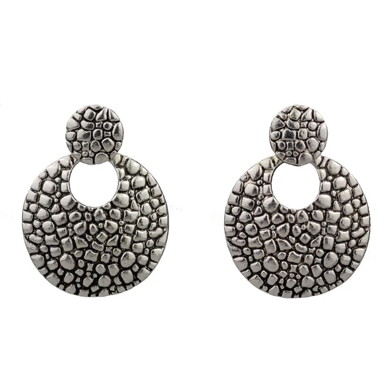 

MYTHIC AGE Antique Tibetan Silver Color Carved Round Vintage Stud Earrings Bohe Indian Jewelry For Women