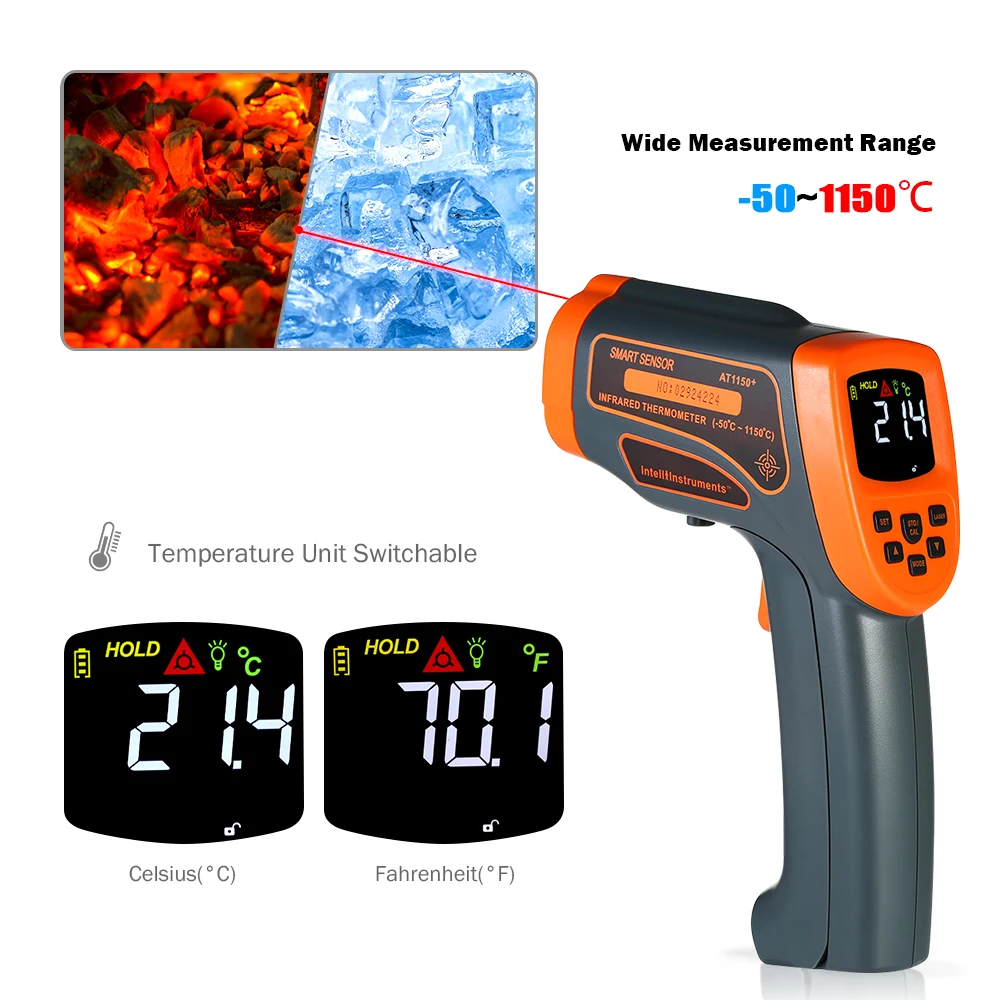 

LCD Digital Thermometer -50-1150C 20:1 Non-contact IR Infrared Thermometer Temperature Tester Pyrometer Centigrade Fahrenheit