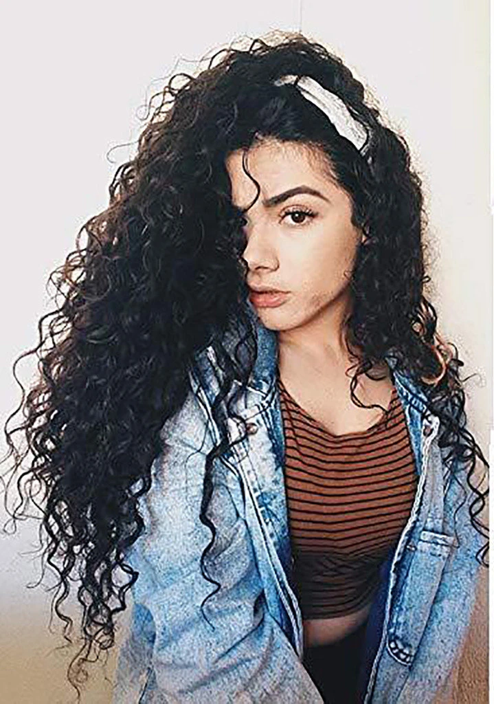 

Woman Curly human hair wig lace front for blackBrazilian Less Full Wave Wig Bob Black Natural Looking Hot Sale Fashion Jewelry