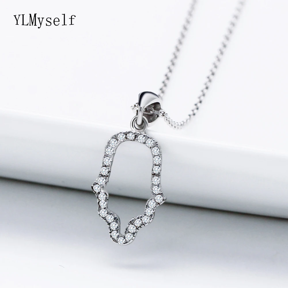 

Elegant Sterling Silver Small Pendant Necklace High Quality Jewelry White shiny crystal Women 925 silver Charming Suspension