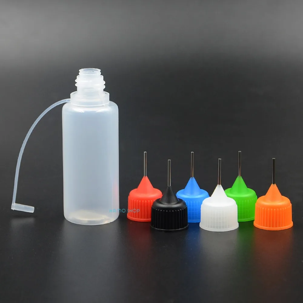 

6pcs 20ml Mix 6 Colors Empty Plastic Squeezable Liquid Dropper Filling Bottles Needle Tip LDPE