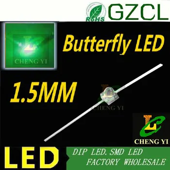 

TR8 TR10 Ultra bright Green 1.5mm Butterfly led diode Green chip led 520-530nm (CE&Rosh)