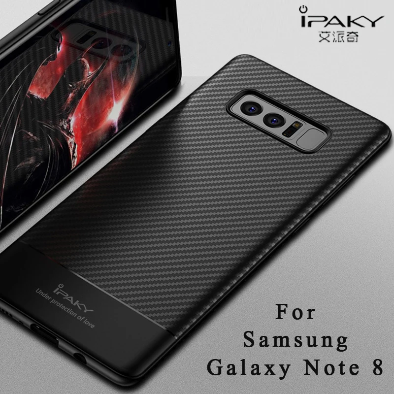 Для samsung note 8 Чехол ipaky silm coque для galaxy чехол из углеродного волокна Кожаный силикон
