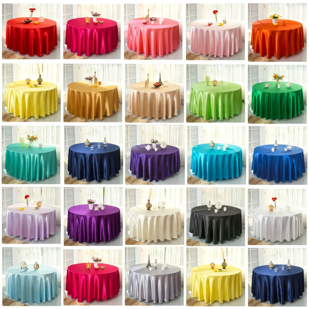  10pcs/Pack Silver Color 120 Inch Round Satin Tablecloths Table Cover for Wedding Party Restaurant B