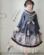 2019 New Fashion Kawayi Lolita Dresses Mermaid Love Retro Lotus Leaf Collar Puff Long Sleeves Printed Lace Bow Princess Dress 2019 New Fashion Kawayi Lolita Dresses Mermaid Love Retro Lotus Leaf Collar Puff Long Sleeves Printed Lace Bow Princess Dress