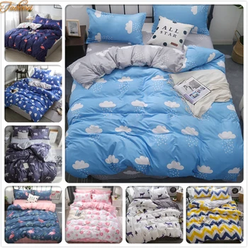 

NEW Blue Duvet Cover 3/4 pcs Bedding Set Adult Kids Child Soft Cotton Single Twin Full Queen King Double Size Quilt Pillow Case