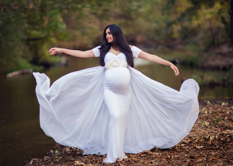 Shoulderless Maternity Pregnancy Dress Photography Props New Women Pregnant Dresses Maxi Maternity Gown Clothes For Photo Shoots (2)