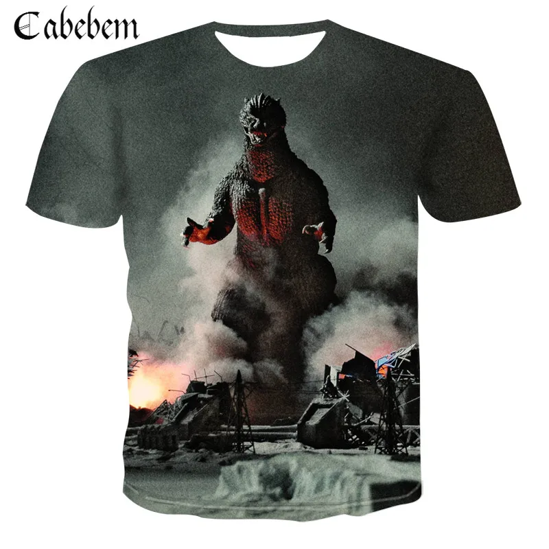 

2019 summer Harajuku Casual tees Fashion t-shirt dinosaur King of the Monsters movie patterns 3d Print Unisex T-shirt Asian