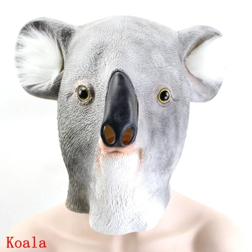 GNHYLL смешной попугай собака носорог Бегемот петух коала латексные маски животных вечерние панда Единорог животное маска Детские Вечерние Маски на Хэллоуин - Цвет: Koala