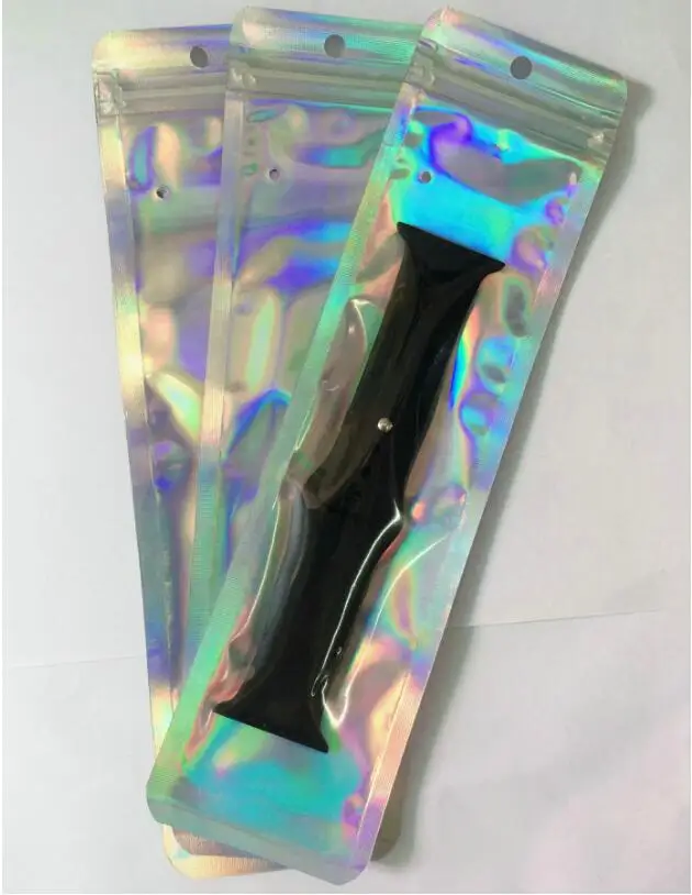 6*23 см Новейший алюминиевый лазерный мешочек для упаковки часов лазерные аксессуары сумки односторонние прозрачные цветные кости сумка на молнии сумки для часов - Цвет: 6x23cm empty bag