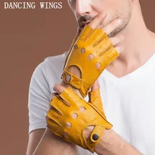 Перчатки из натуральной кожи, мужские короткие перчатки для вождения, езды на велосипеде, овчины, перчатки с сенсорным экраном, мужские перчатки без пальцев