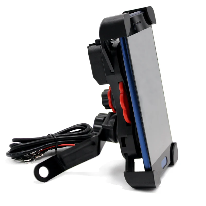 Nordson Универсальное зарядное устройство с двумя USB для мотоцикла, держатель для телефона, водонепроницаемый, 12 В, для мотокросса, велосипеда, мобильного телефона, крепление на руль, подставка