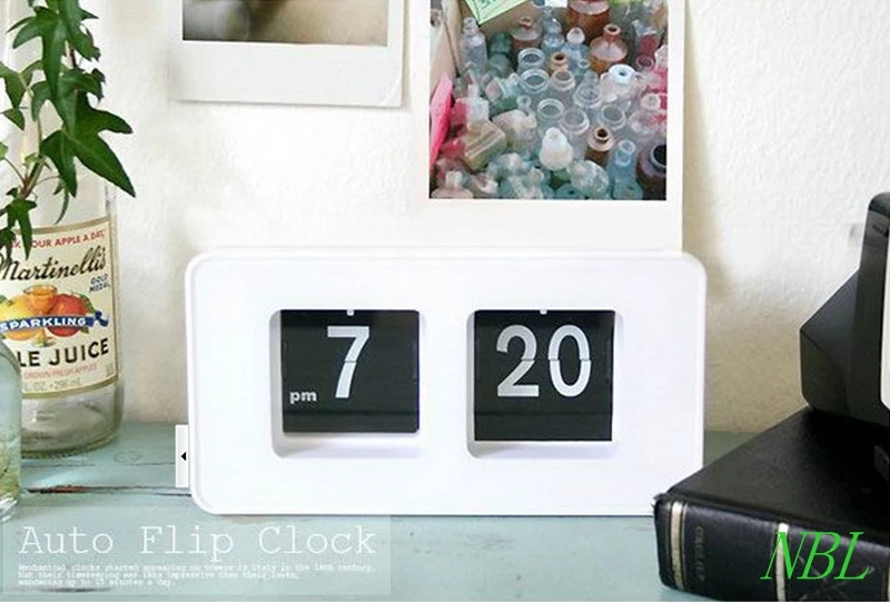 Digital Auto Flip Desk Clock Classic Stylish Retro Desktop Flip Page Alarm Clocks Household Bedroom Study Kitchen Office
