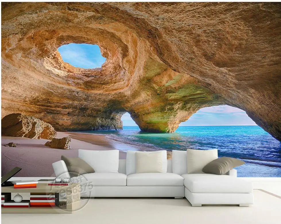 

3d landscape wallpaper Landscape painting reef cave paintings photo 3d wallpaper window mural wallpaper