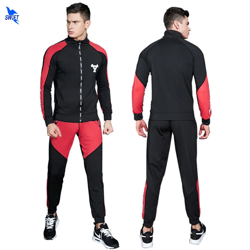 

2pcs/set Autumn Winter New Running Set Men Quick Dry Sweatshirt Top Pants Sports Suit Fitness Gym Training Workout Sportswear