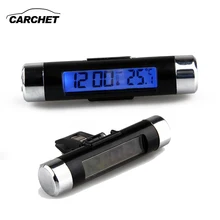 CARCHET автомобильный ЖК-дисплей цифровые часы с подсветкой часы с градусником измеритель температуры мини автомобильный комплект
