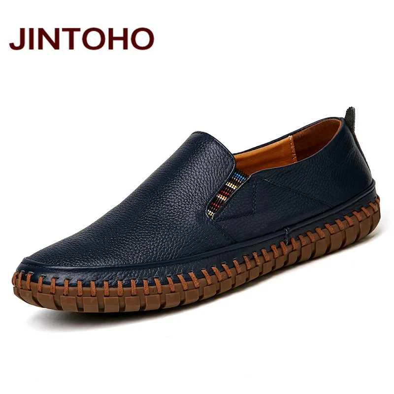 

JINTOHO Big Size Men Genuine Leather Shoes Slip On Black Shoes Real Leather Loafers Mens Moccasins Shoes Italian Designer Shoes