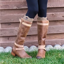 Распродажа, женские зимние гетры, акрил, шерсть, вязание крючком, полый трикотаж, носки для обуви, топперы, манжеты, BY1I