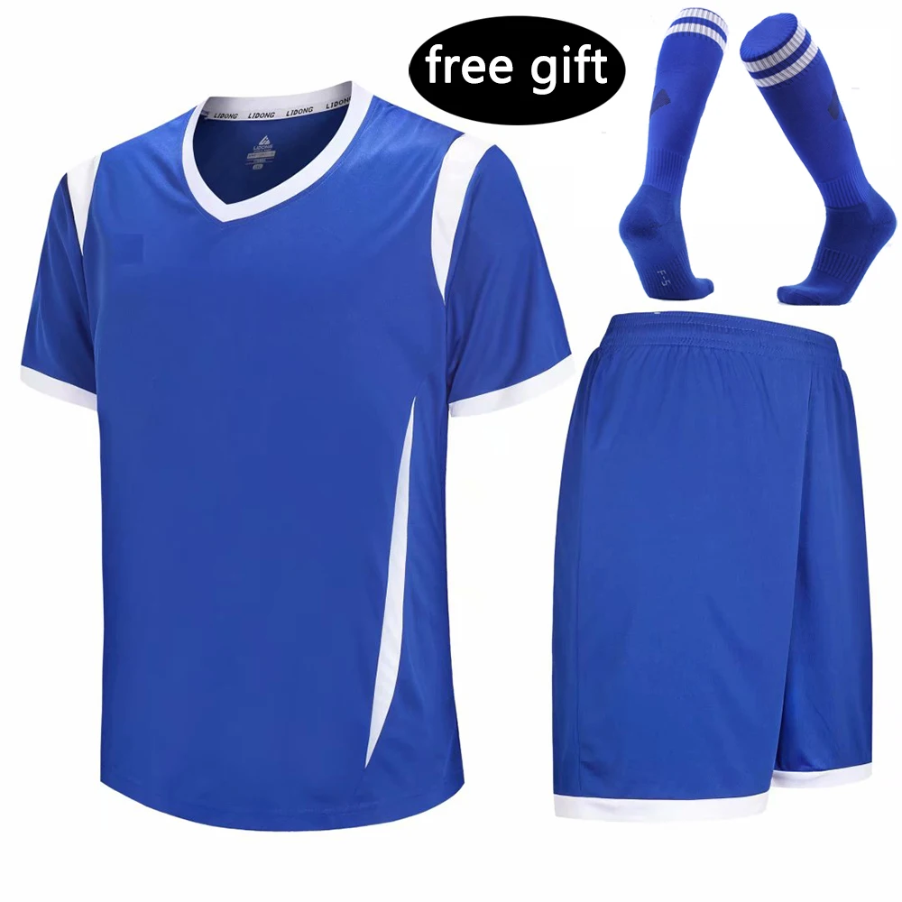 Cotton Football Socks free gift Survetement Football Jerseys Set Youth
