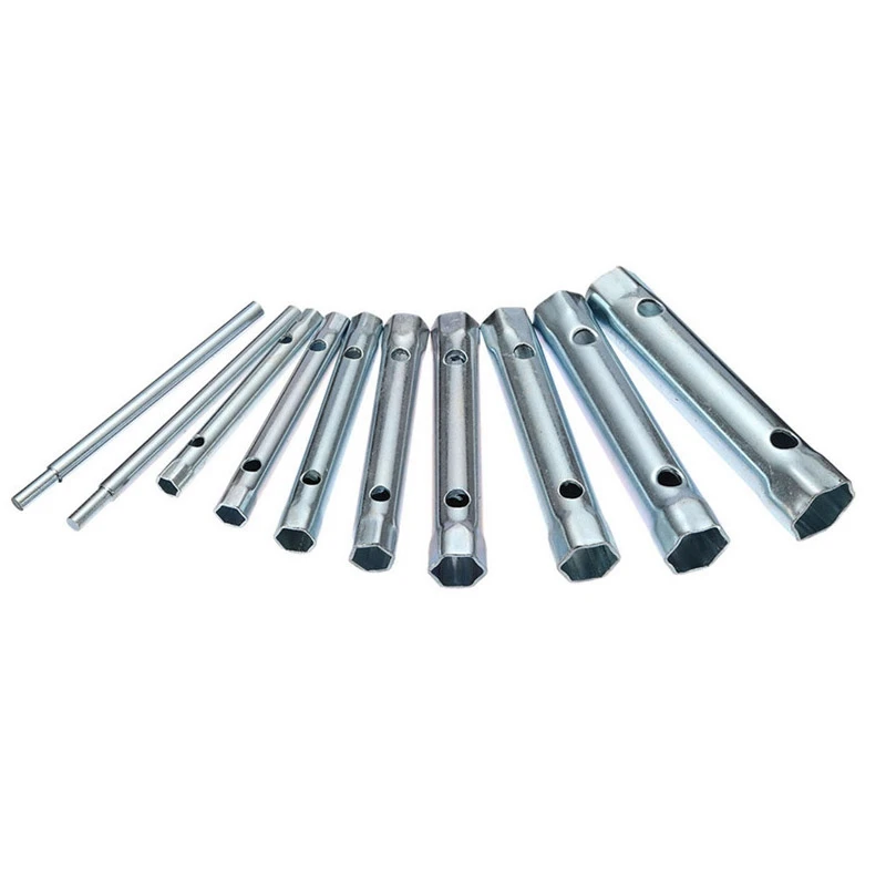 

6-22Mm 10Pc Metric Tubular Box Wrench Set Tube Bar Spark-Plug Spanner Steel Double Ended For Automotive Plumb Repair