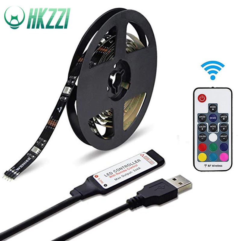 HKZZI Светодиодная лента USB 5V с регулируемой яркостью 0 5-1M-2M-3M RGB водонепроницаемая
