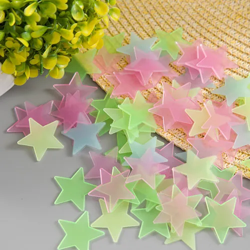 10 шт. 3D звезды Светящиеся в темноте светящиеся флуоресцентные Пластиковые Настенные стикеры домашний декор наклейка обои декоративные специальные праздничные - Цвет: mix