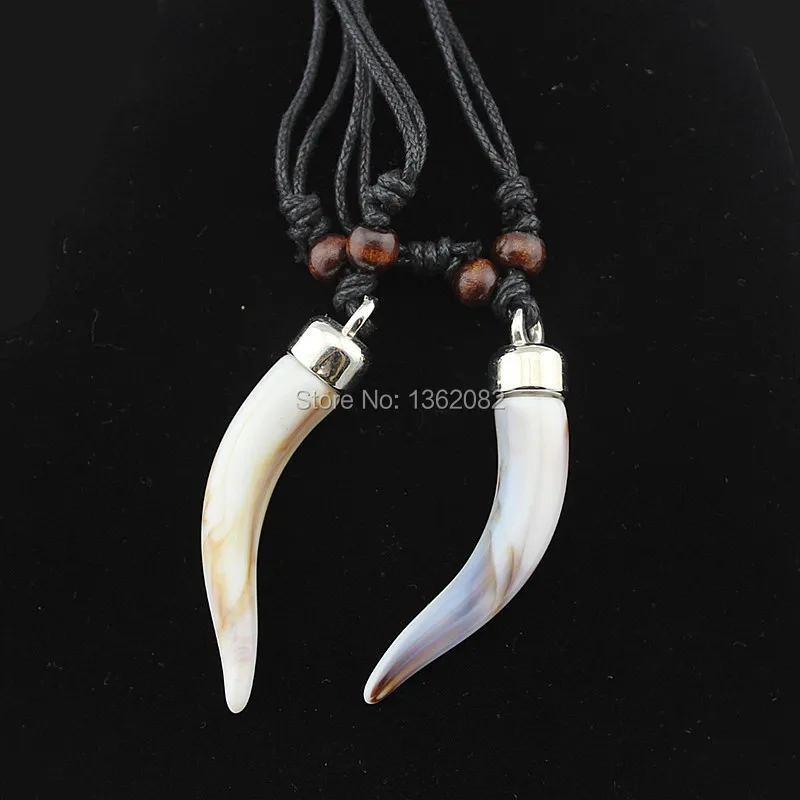 Wholesale lot 12pcs Acrylic Design Imitation Elephant tooth Necklace Wolf tooth pendant Amulet Gift MN579 3