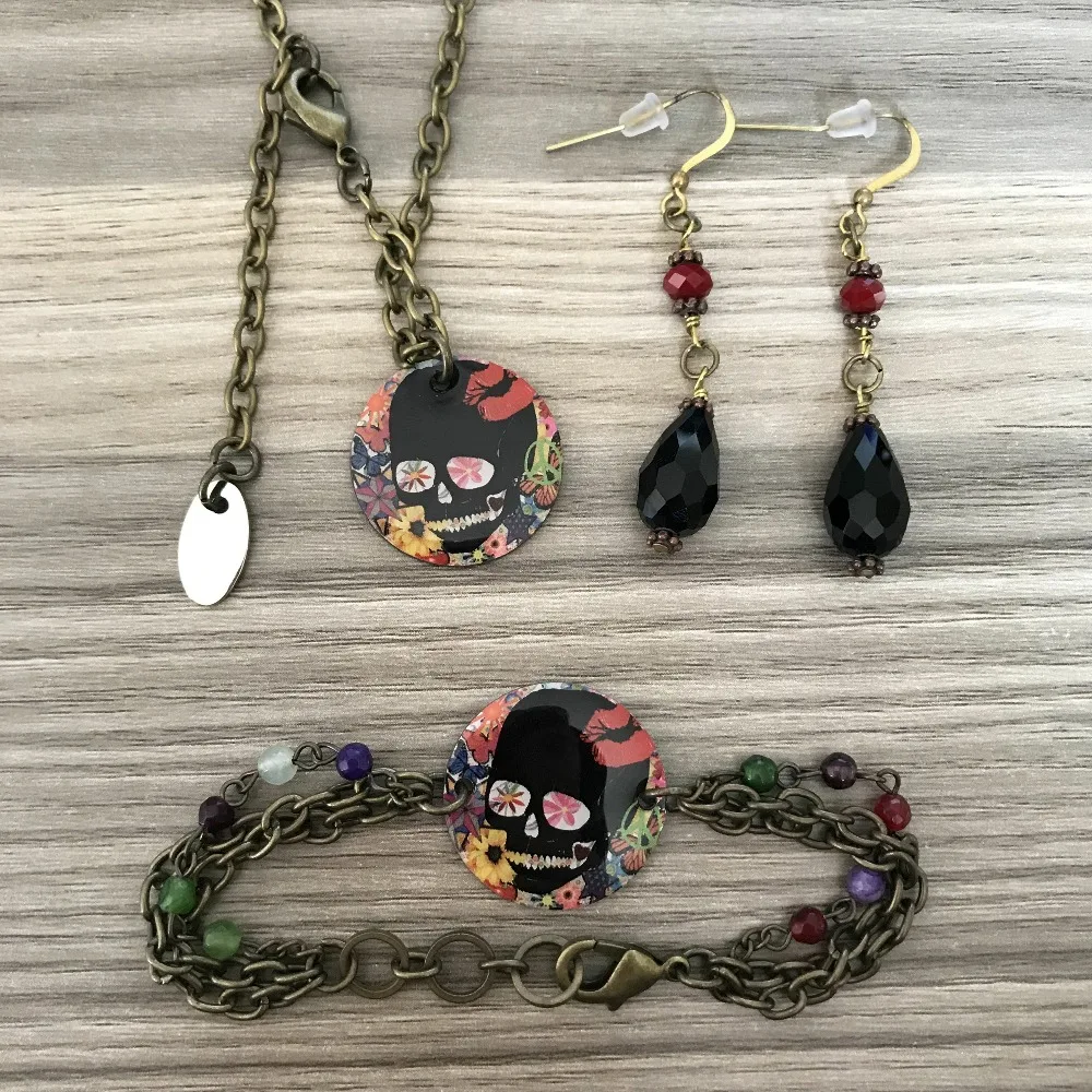 

VJ Handcraft Necklace pot earrings epoxy bracelet metal Vintage gift women jewelry sets