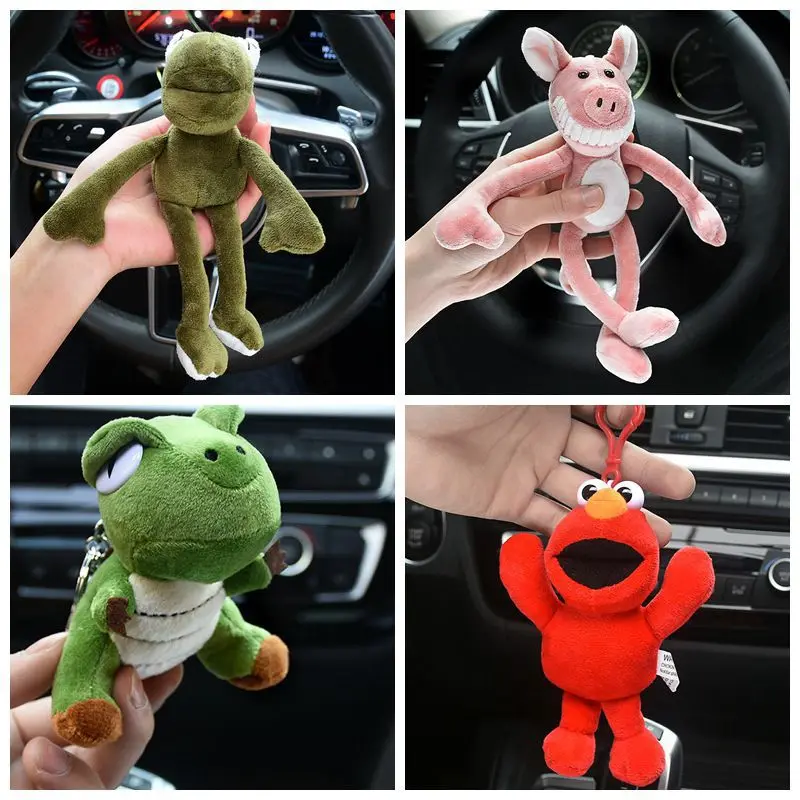 

Sesame Street Key chain Women Bag Pendant long-legged Frog Plush Doll keychains Cartoon Pig Doll Keyring Pendant Children's