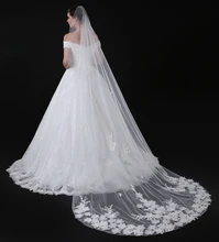 

Luxury 3M Cathedral Wedding Veils Handmade Flowers Long Bridal Veil Voile Mariage Wedding Accessories Free Shipping