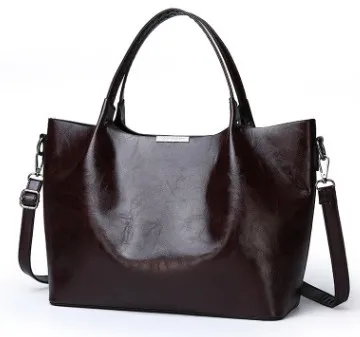 Сумка из натуральной кожи, модная женская сумка, женская сумка из вощеной кожи, Большая вместительная сумка, большая женская сумка на плечо, знаменитая C823 - Цвет: Коричневый