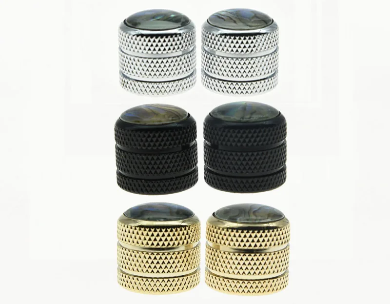 High quality 2pcs Chrome Black Gold Push On Guitar Abalone Top Cap Dome