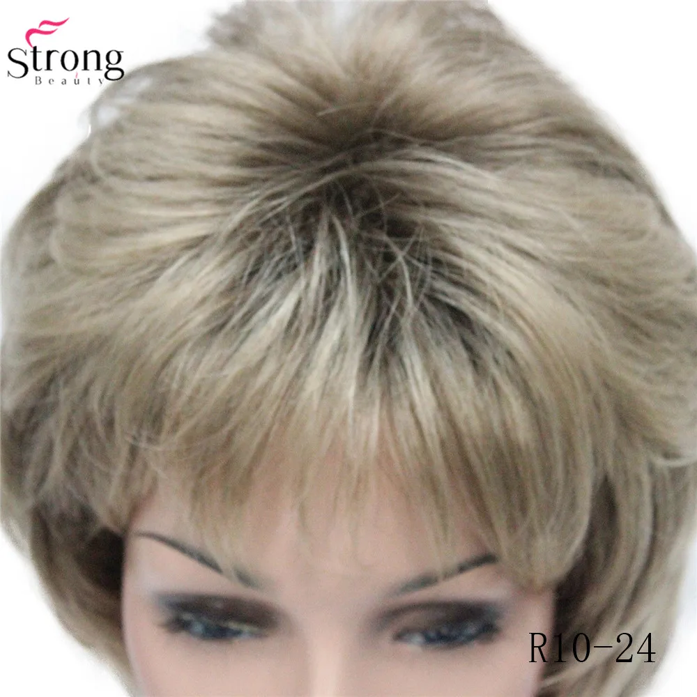 L-1943A #R10-24 Elegant Bady Wavy Medium Brown Mix Dark Blonde Neck Length Synthetic Women's Wig (4)