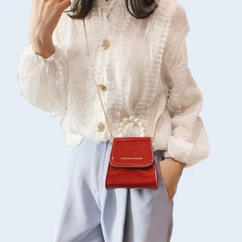 

Mododiino PU Leather Bags For Women Pearl Handle Shoulder Bag Small Female Bag Chains Mini Crossbady Bags Ladies Handbag DNV1010